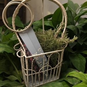 Rustic Wire Basket with Gray and Cream Accents